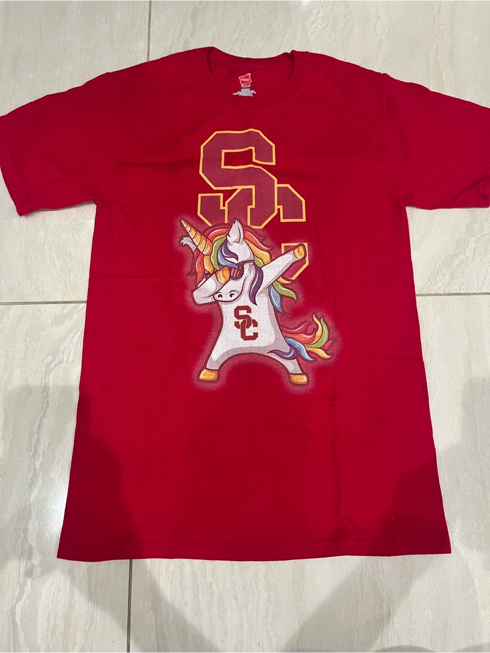 Hanes Red Kids Unicorn Dabbing Graphic Tee